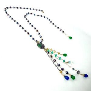 Mixed Gemstone Wire Wrapped Necklace, Sundance Inspired Jewelry